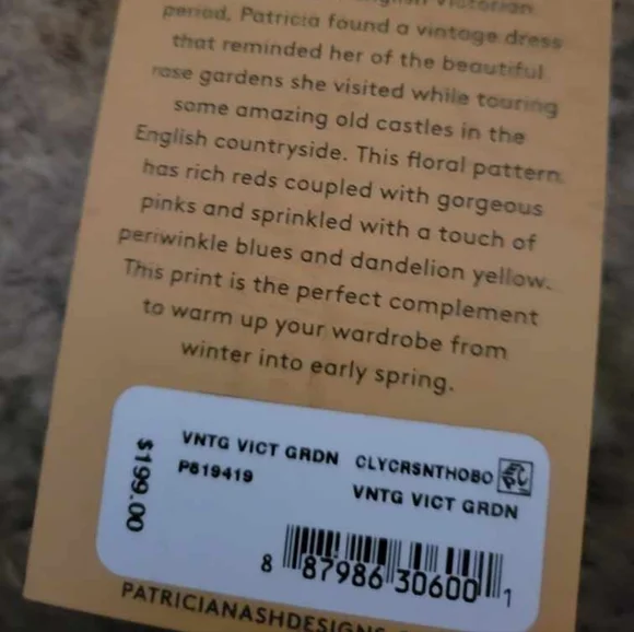 NWT Patricia Nash Coley Crescent HoboCrossbody Bag• Vintage Victorian Garden - Picture 3 of 3